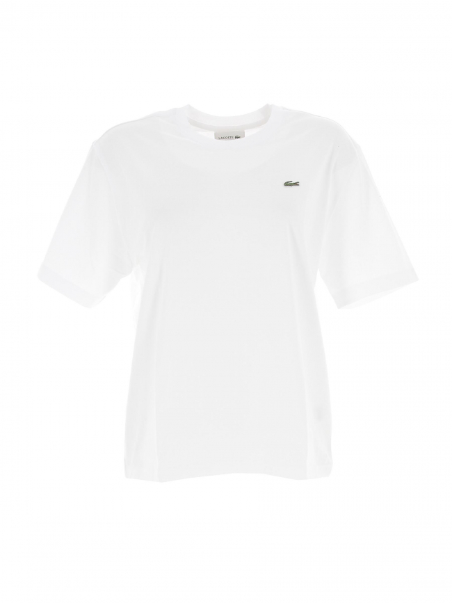 T-shirt uni logo blanc femme - Lacoste