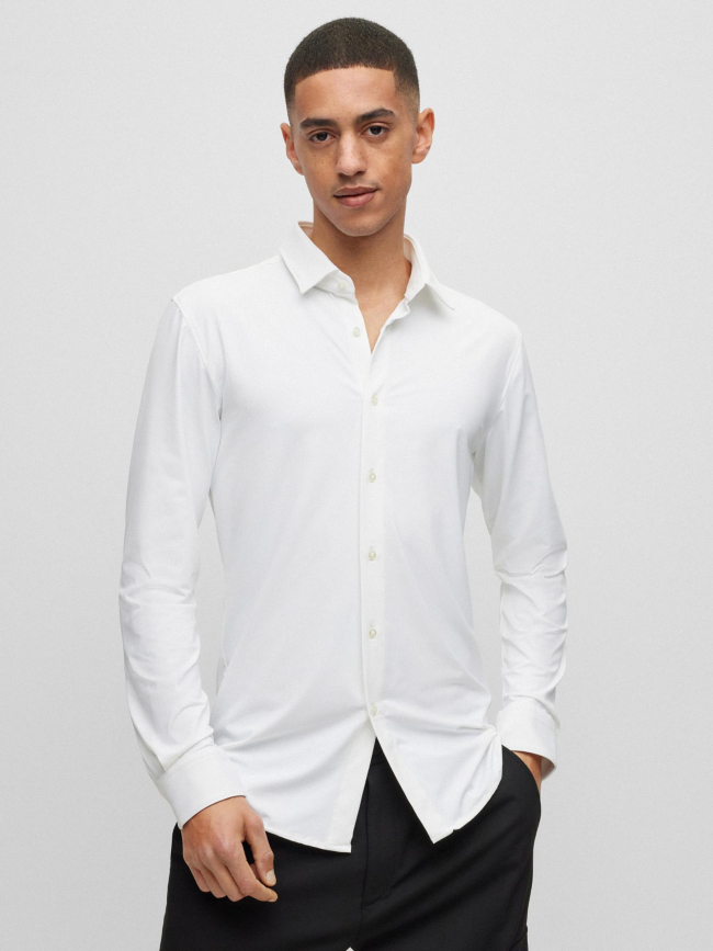 Chemise uni stretch elisha blanc homme - Hugo