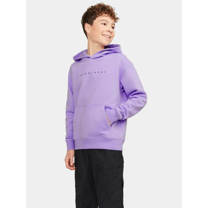 Sweat à capuche star logo violet garçon - Jack & Jones