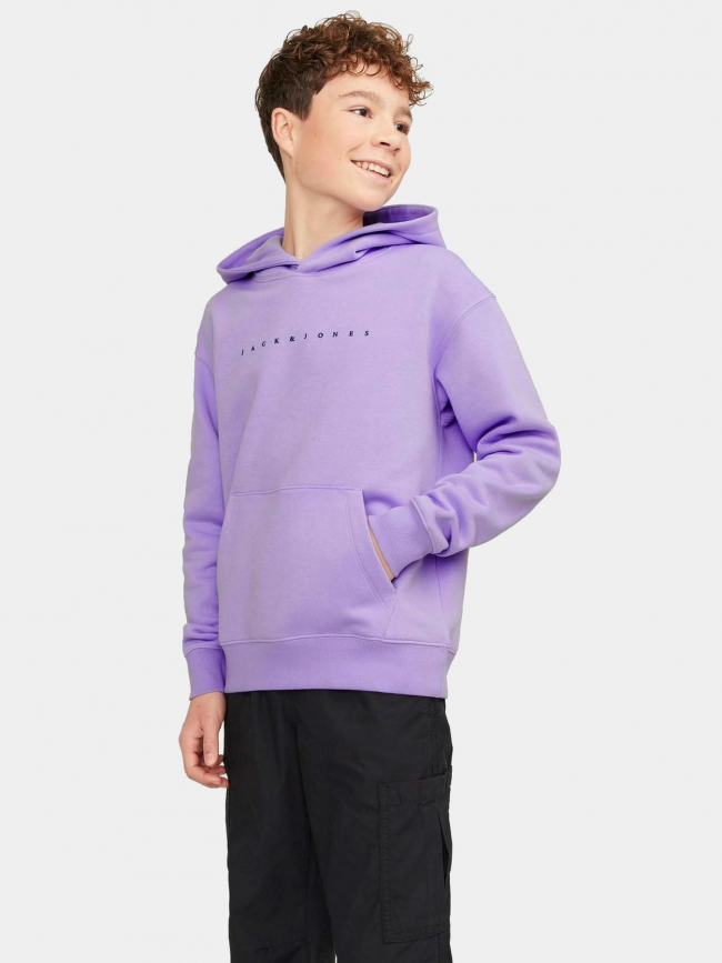 Sweat à capuche star logo violet garçon - Jack & Jones