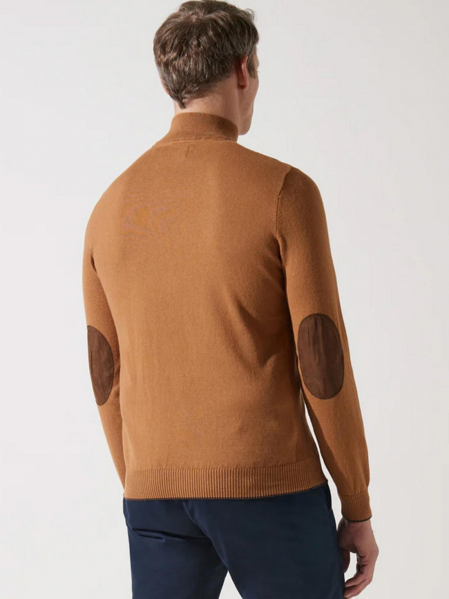 Pull bacary col zippé camel homme - Izac