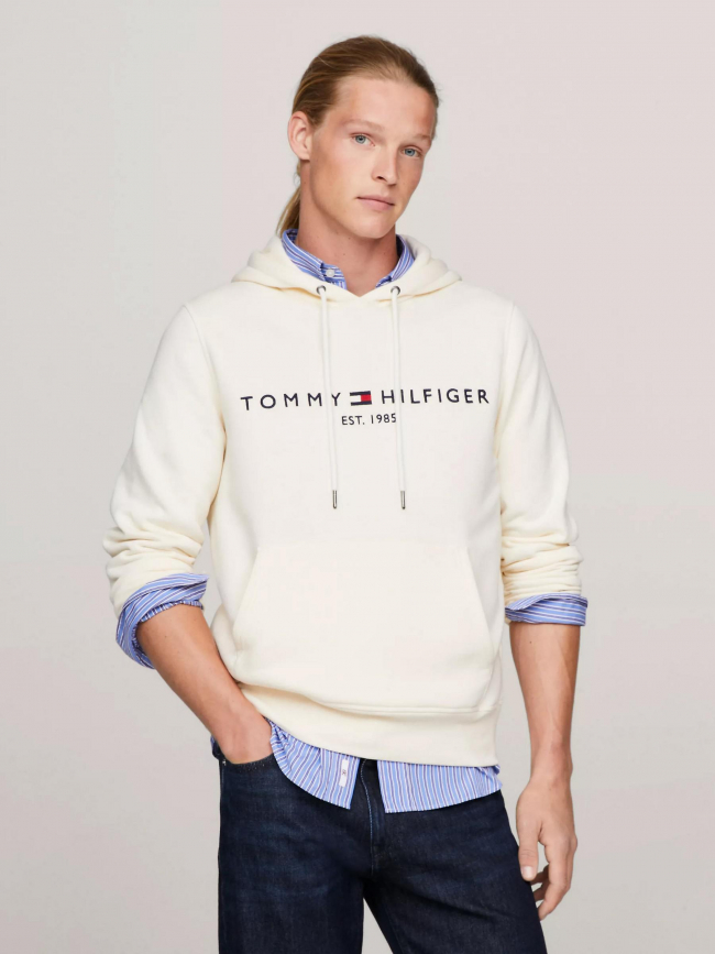 Sweat à capuche calico beige homme - Tommy Hilfiger