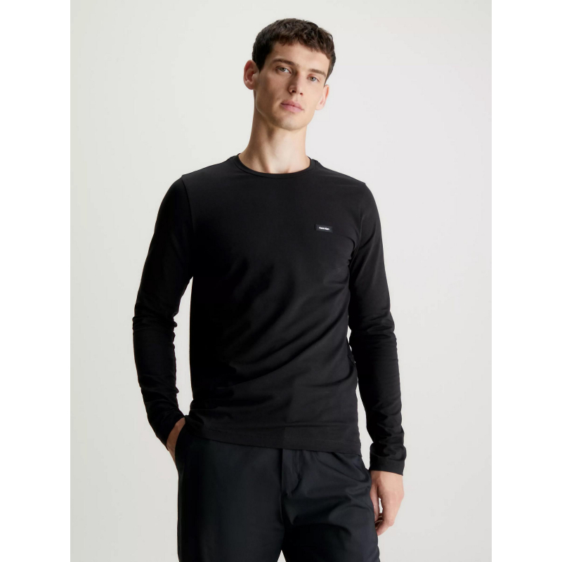 T-shirt manche longue stretch noir homme - Calvin Klein