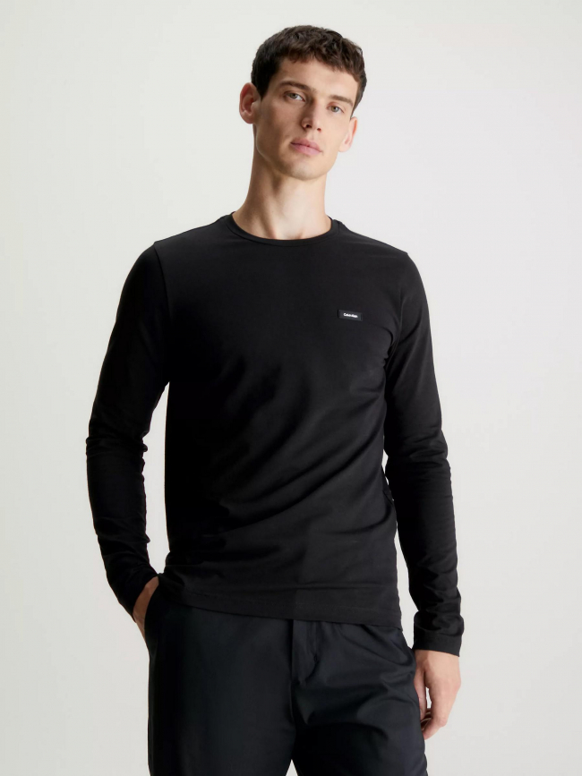 T-shirt manche longue stretch noir homme - Calvin Klein