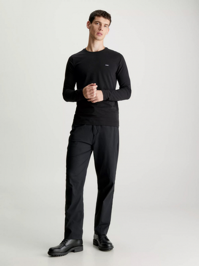 T-shirt manche longue stretch noir homme - Calvin Klein