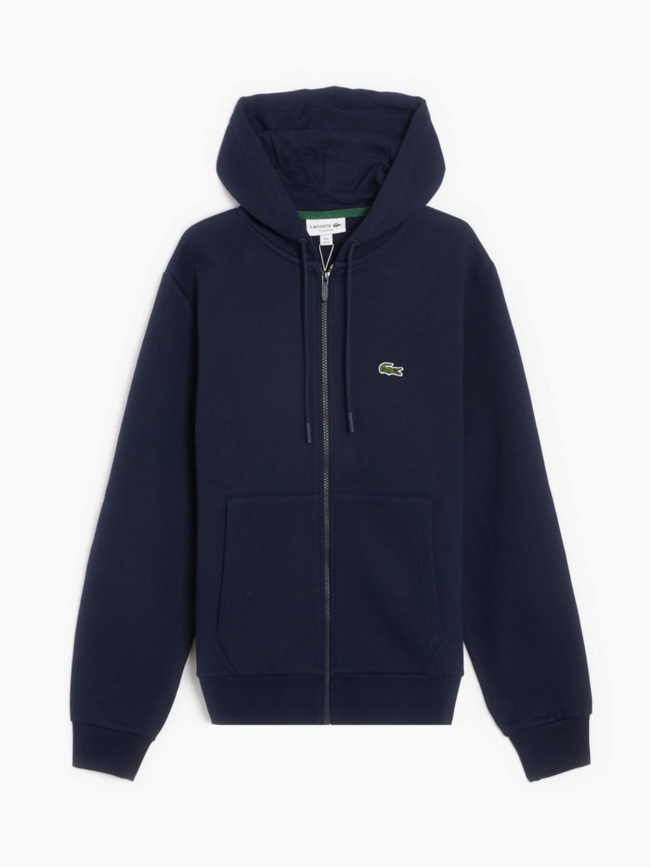 Sweat à capuche zippé core solid bleu marine homme - Lacoste