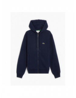 Sweat à capuche zippé core solid bleu marine homme - Lacoste