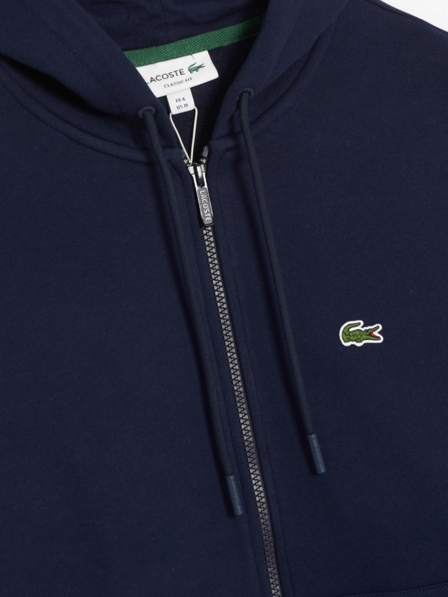 Sweat à capuche zippé core solid bleu marine homme - Lacoste