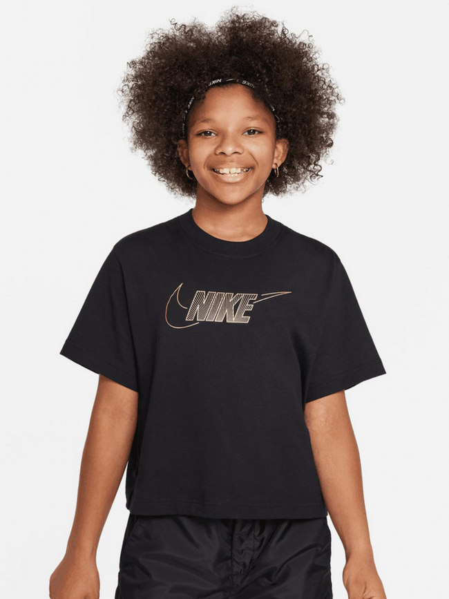 T-shirt crop nsw boxy logo doré noir fille - Nike