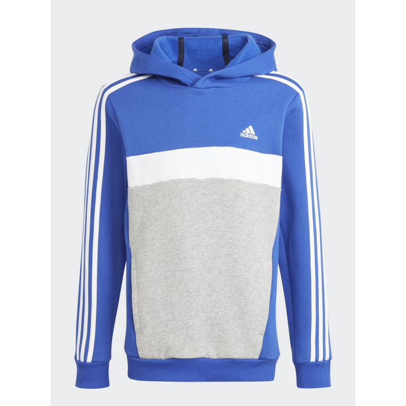 Sweat à capuche colorblock 3S bleu gris garçon - Adidas