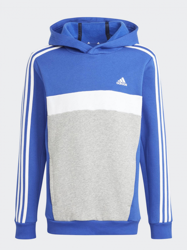 Sweat à capuche colorblock 3S bleu gris garçon - Adidas