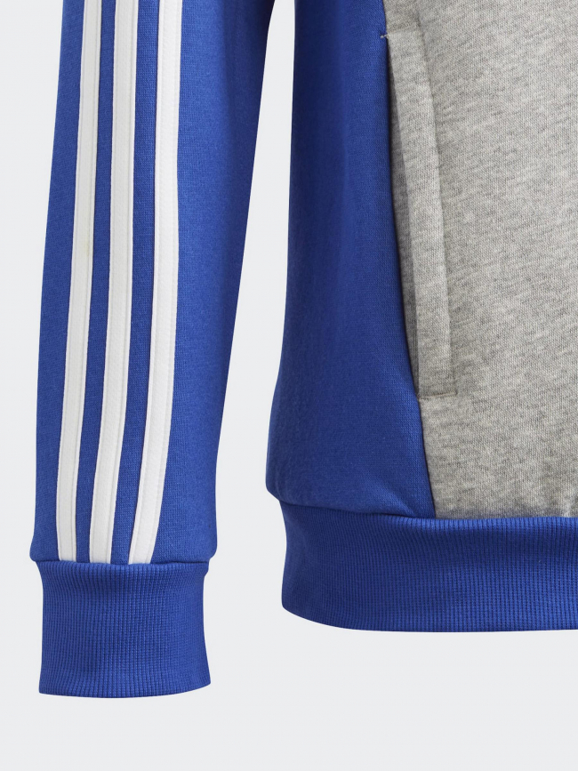 Sweat à capuche colorblock 3S bleu gris garçon - Adidas