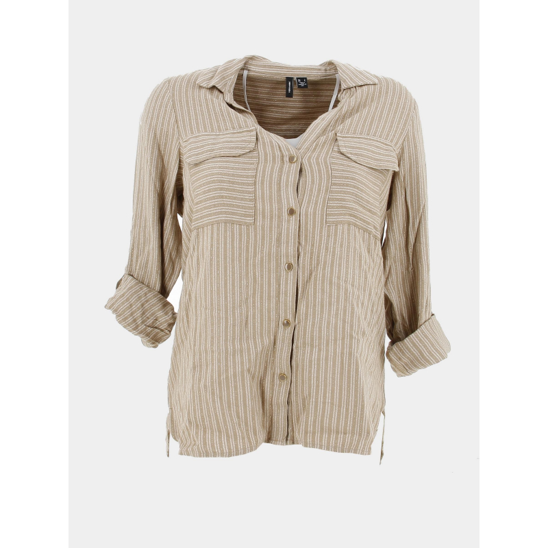 Chemisier à rayures pailleté emeli beige femme - Vero Moda