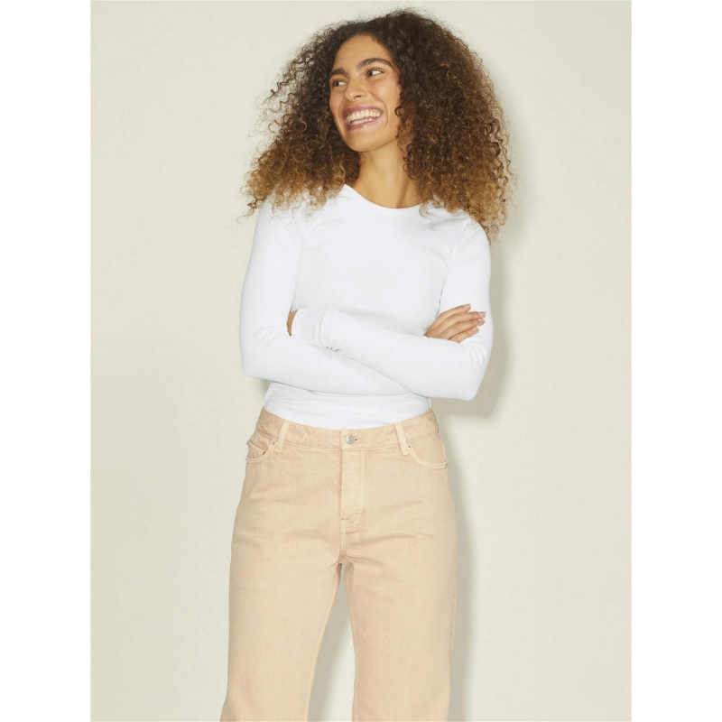 Top manches longues côtelé freya blanc femme - Jjxx