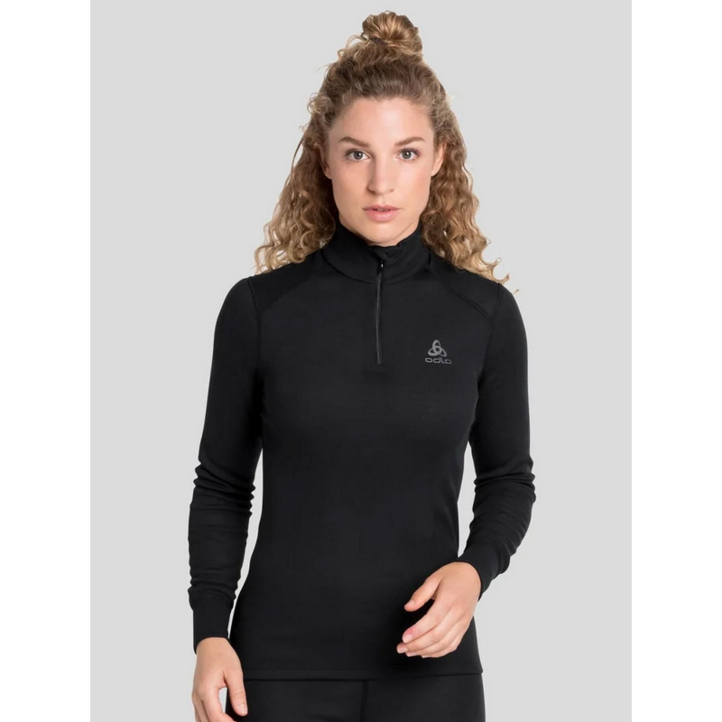 T-shirt thermique active col montant zippé noir femme - Odlo