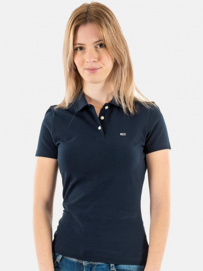 Polo slim essential logo bleu marine femme - Tommy Jeans