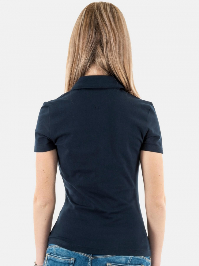 Polo slim essential logo bleu marine femme - Tommy Jeans