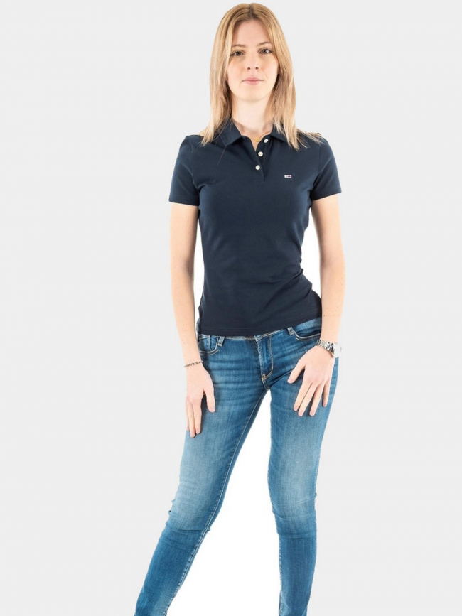 Polo slim essential logo bleu marine femme - Tommy Jeans