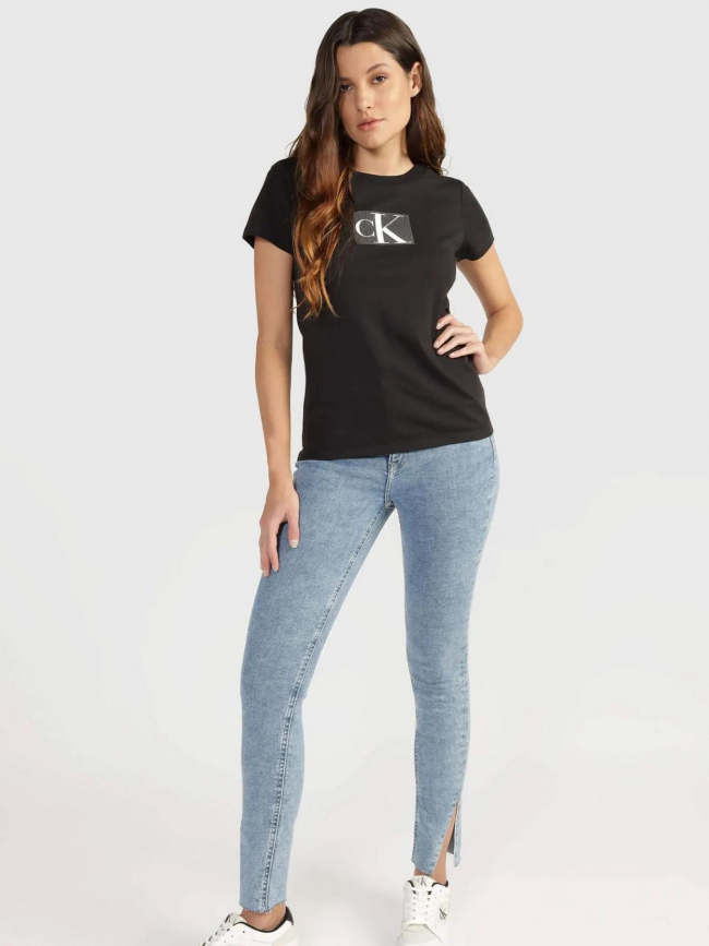 T-shirt sequin noir femme - Calvin Klein Jeans