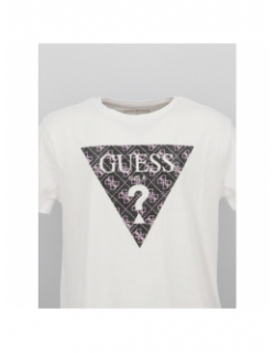 T-shirt logo pailleté blanc fille - Guess