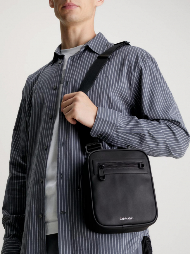 Sacoche bandoulière reporter elevated noir homme - Calvin Klein