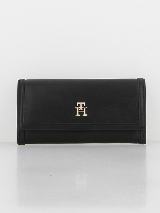 Portefeuille à rabat city compact noir femme - Tommy Hilfiger