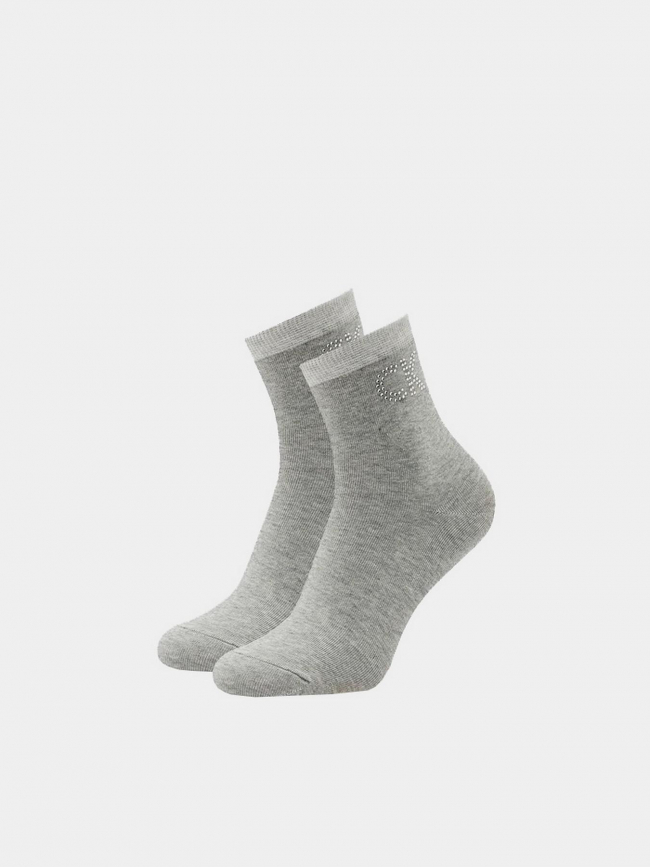 Chaussettes logo strass gris femme - Calvin Klein