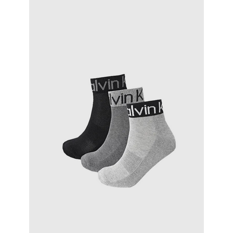 3 paires de chaussettes quarter noir gris homme - Calvin Klein