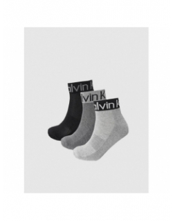 3 paires de chaussettes quarter noir gris homme - Calvin Klein