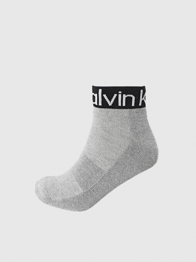 3 paires de chaussettes quarter noir gris homme - Calvin Klein