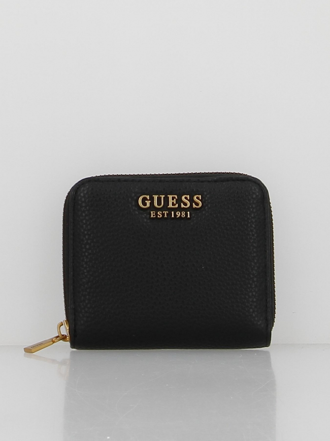 Portefeuille mini laryn zippé noir femme - Guess