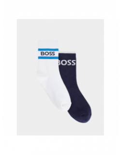 Pack 2 paires de chaussette logo blanc bleu garçon - Boss