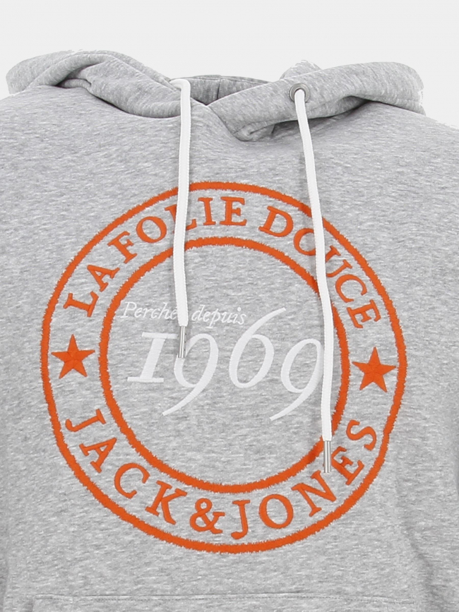 Sweat à capuche la folie douce 23 gris homme - Jack & Jones