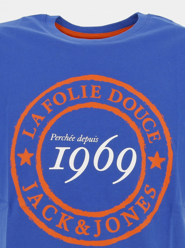 T-shirt la folie douce 23 orange bleu homme - Jack & Jones