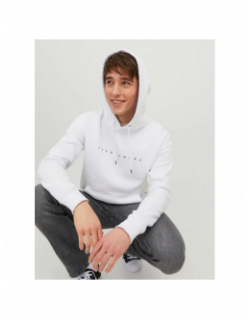 Sweat à capuche logo star blanc homme - Jack & Jones