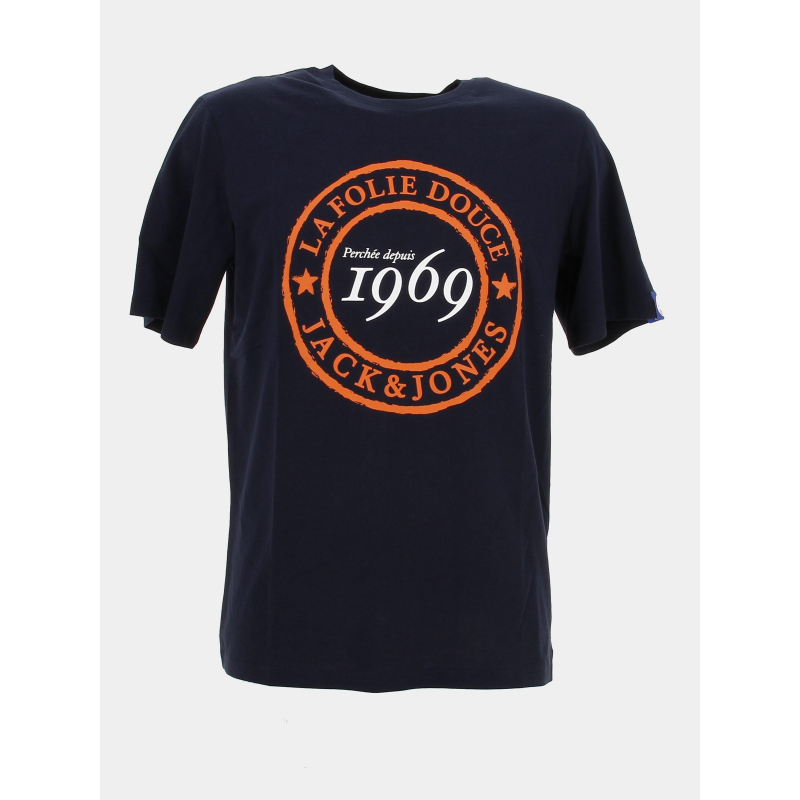 T-shirt folie douce 23 bleu marine orange homme - Jack & Jones