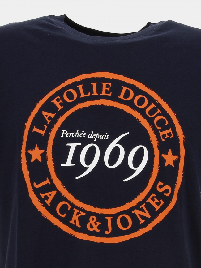 T-shirt folie douce 23 bleu marine orange homme - Jack & Jones