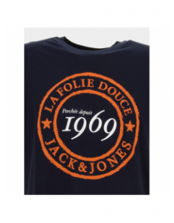 T-shirt folie douce 23 bleu marine orange homme - Jack & Jones