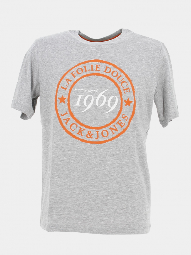 T-shirt folie douce 23 chiné gris homme - Jack & Jones