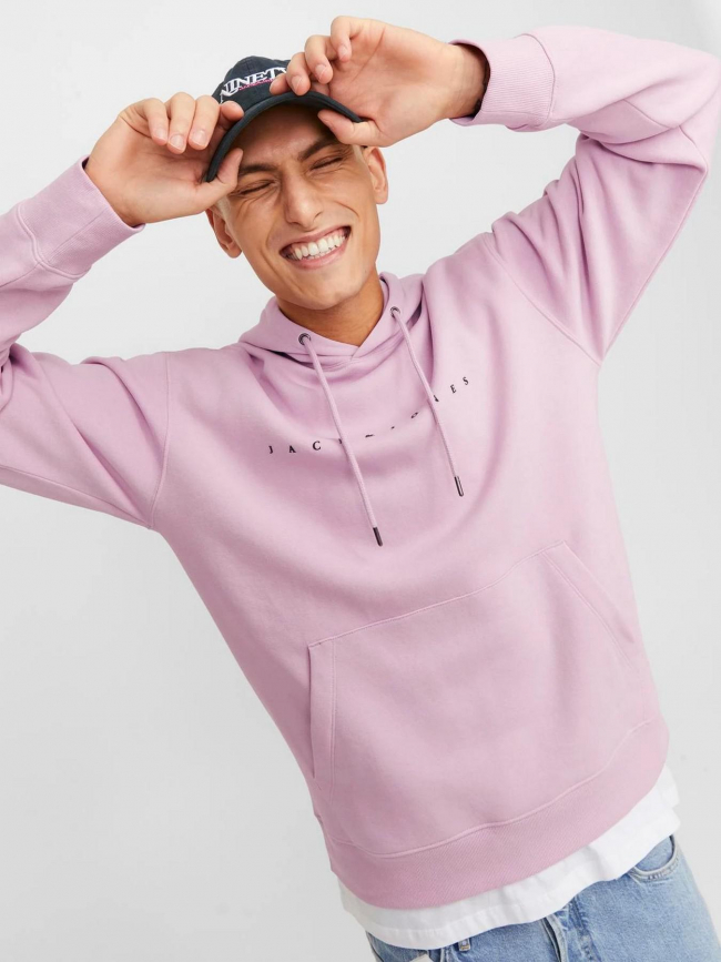 Sweat à capuche star rose homme - Jack & Jones