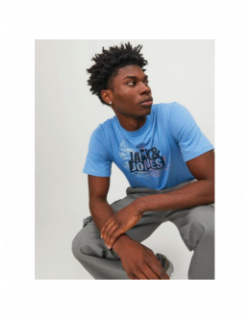 T-shirt map logo bleu homme - Jack & Jones