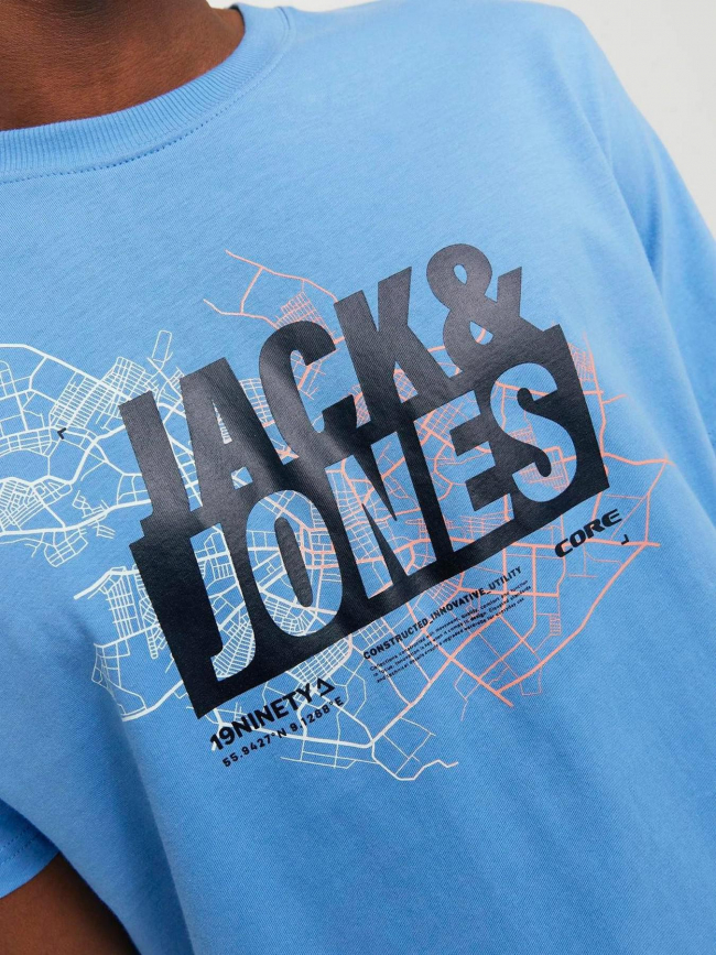 T-shirt map logo bleu homme - Jack & Jones