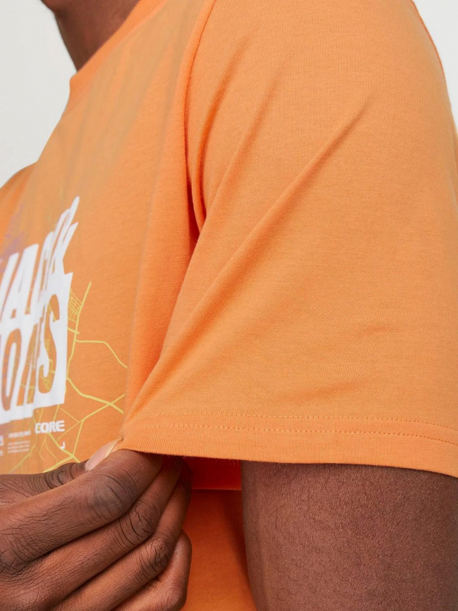 T-shirt map logo orange homme - Jack & Jones