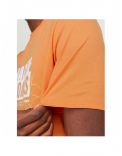 T-shirt map logo orange homme - Jack & Jones