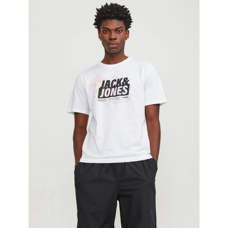 T-shirt map logo blanc homme - Jack & Jones