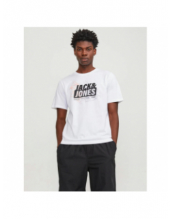 T-shirt map logo blanc homme - Jack & Jones