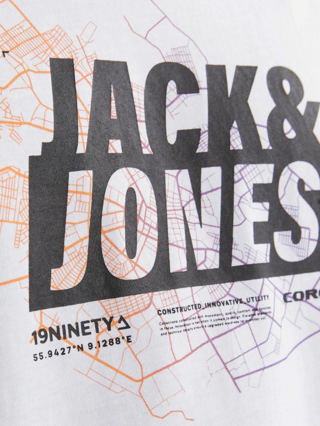 T-shirt map logo blanc homme - Jack & Jones