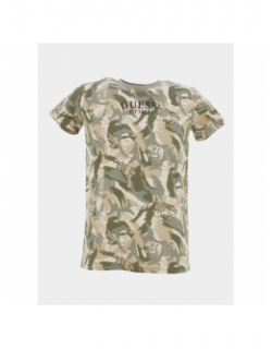 T-shirt imprimés logo kaki beige garçon - Guess