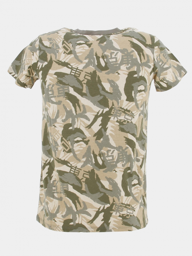 T-shirt imprimés logo kaki beige garçon - Guess