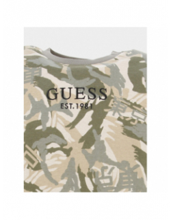 T-shirt imprimés logo kaki beige garçon - Guess